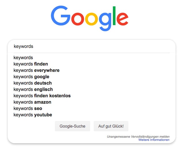 Suchbegriffe finden mit dem Keyword-Tool Google Suggest